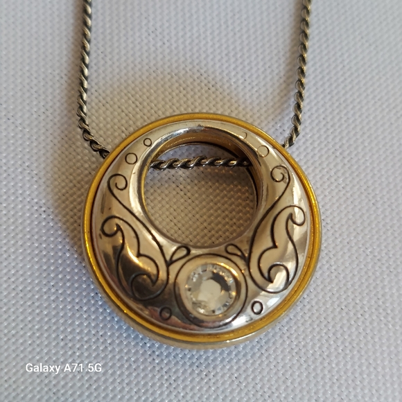 Brighton Jewelry - Brighton Aries Collection Silver & Gold Crystal Pendant Necklace Reversible